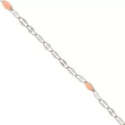 Cadena eslabón de fantasía - resina epoxi 1.5 mm - Saumon - Acero inoxydable x90cm