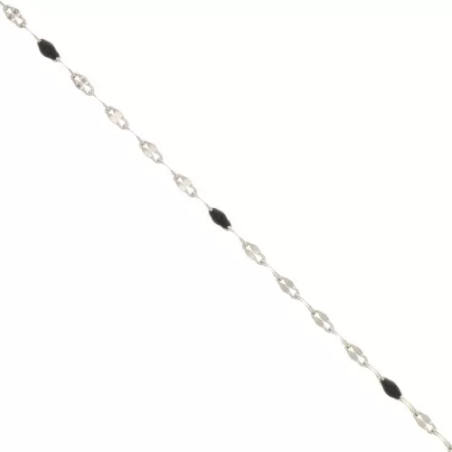 Cadena eslabón de fantasía - resina epoxi 1.5 mm - Negro - Acero inoxydable x90cm