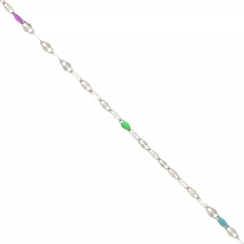 Cadena eslabón de fantasía - resina epoxi 1.5mm - Multicolore - Acero inox x90cm