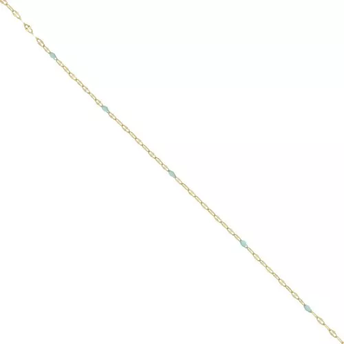 Cadena eslabón de fantasía - resina epoxi 1.5 mm - Mint - Acero inox dorado x90cm