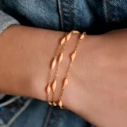 Cadena eslabón Forçat - resina epoxi 2.6 mm - Salmón - Acero inox dorado x90cm