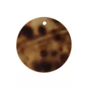 Colgante redondo 20 mm estampado leopardo de nácar - Marrón - Negro x1