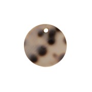 Dije redondo 15 mm estampado leopardo de nácar - Marrón - Negro x1|raw }}
