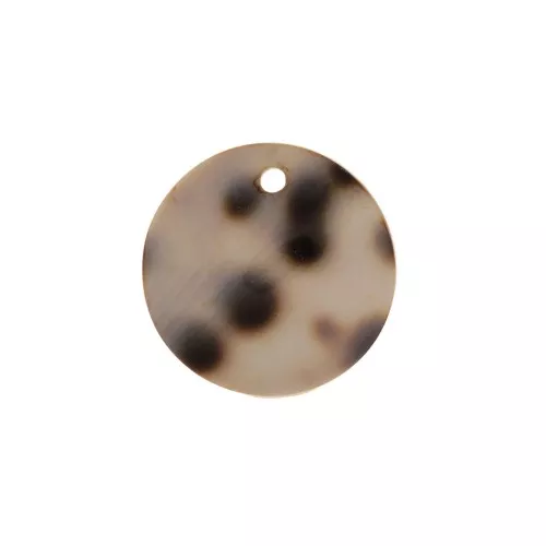 Dije redondo 15 mm estampado leopardo de nácar - Marrón - Negro x1