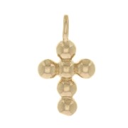 Dije cruz con pequeñas bolas 12x7 mm - Chapado de Oro 3 micras|raw }}