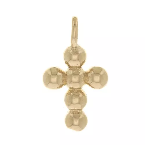 Dije cruz con pequeñas bolas 12x7 mm - Chapado de Oro 3 micras