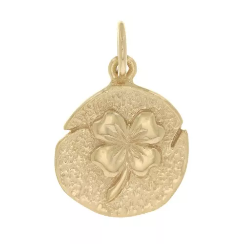 Dije redondo irregular estampado trebol 15x12 mm - Chapado de oro 3 micras x1