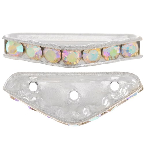 Rondel Media Luna 3 agujeros 22x8 mm plateado Crystal AB x1