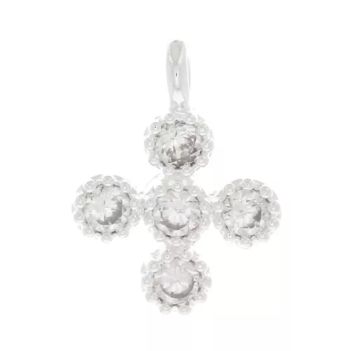 Mini dije cruz 9x7 mm con óxido de zirconio 1.3 mm - Chapado Plata fino - Crystal x1