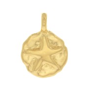 Dije redondo irregular estampado estrella del mar 9 mm - Dorado con oro fino x1|raw }}