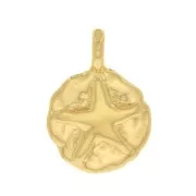Dije redondo irregular estampado estrella del mar 9 mm - Dorado con oro fino x1