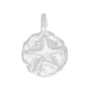 Dije redondo irregular estampado estrella del mar 9 mm - Chapado Plata fino x1