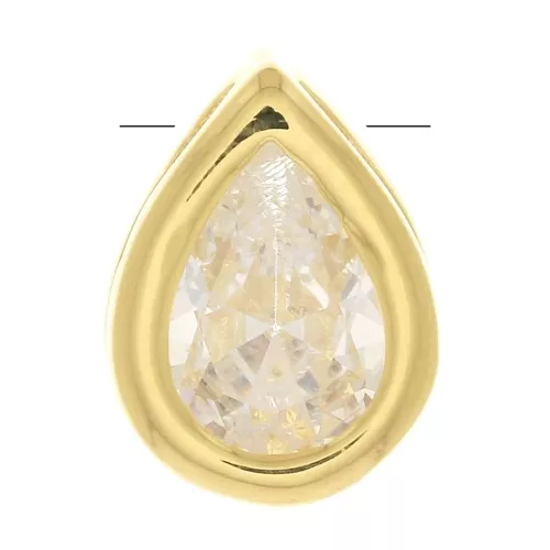 Colgante gota con un óxido de óxido de zirconio 9x6 mm - Dorado con oro fino - Crystal x1
