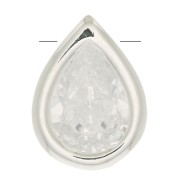 Colgante gota con un óxido de óxido de zirconio 9x6 mm - Chapado Plata fino - Crystal x1