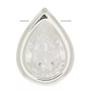 Colgante gota con un óxido de óxido de zirconio 9x6 mm - Chapado Plata fino - Crystal x1