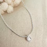 Colgante gota con un óxido de óxido de zirconio 9x6 mm - Chapado Plata fino - Crystal x1