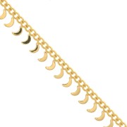 Cadena eslabón Rombo con pequeñas lunas 6.75 mm - Dorado con oro fino x50cm