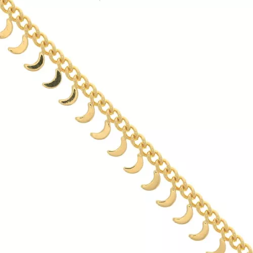 Cadena eslabón Rombo con pequeñas lunas 6.75 mm - Dorado con oro fino x50cm