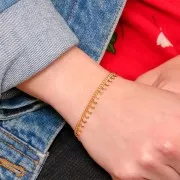 Cadena eslabón Rombo con pequeñas lunas 6.75 mm - Dorado con oro fino x50cm