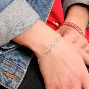 Cadena eslabón Rombo con pequeñas lunas 6.75 mm - chapado en plata fina x50cm