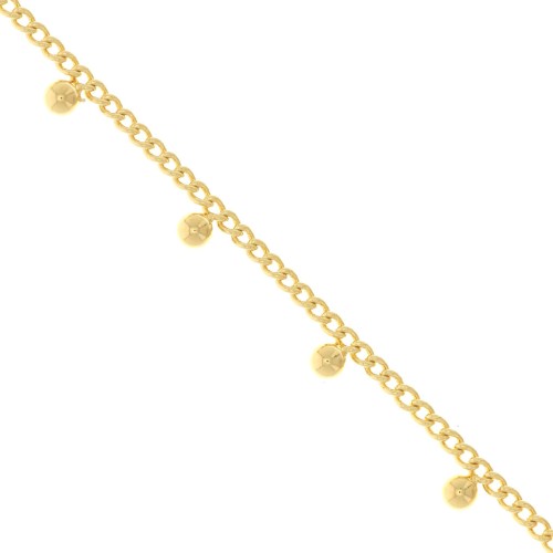 Cadena eslabón Rombo con pequeñas bolas 4.8 mm - Dorado con oro x50cm