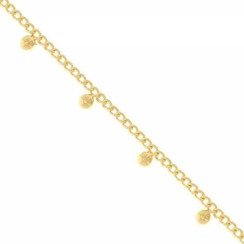 Cadena eslabón Rombo con pequeñas bolas 4.8 mm - Dorado con oro x50cm