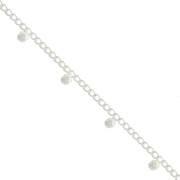 Cadena eslabón Rombo con pequeñas bolas 4.8 mm - chapado en plata fina x50cm