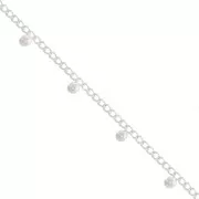 Cadena eslabón Rombo con pequeñas bolas 4.8 mm - chapado en plata fina x50cm