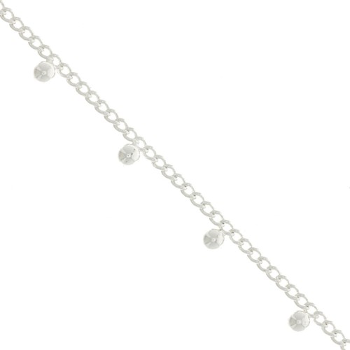Cadena eslabón Rombo con pequeñas bolas 4.8 mm - chapado en plata fina x50cm
