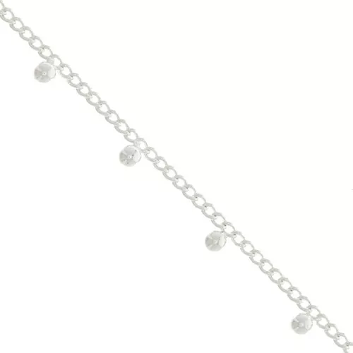 Cadena eslabón Rombo con pequeñas bolas 4.8 mm - chapado en plata fina x50cm