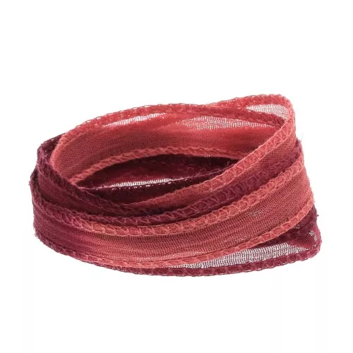 Cinta de seda 10 mm - Tie and dye - Rojo oscuro - Rojo clair x85cm