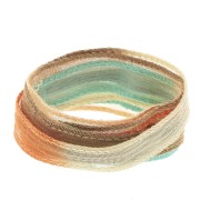 Cinta de seda 10 mm - Tie and dye - Bleu clair - Marron - Orange x85cm
