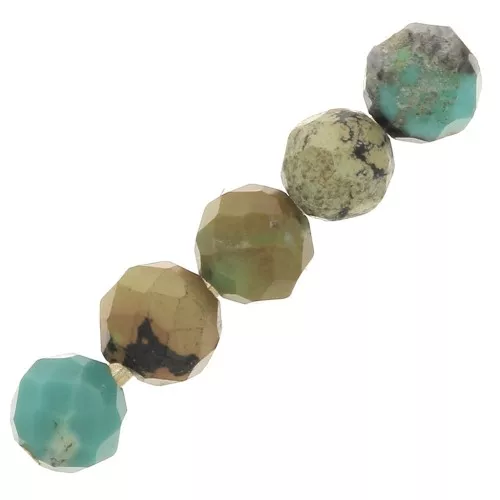 Cuentas rendondas facetadas 3 mm piedra gema - Turquesa naturelle x25