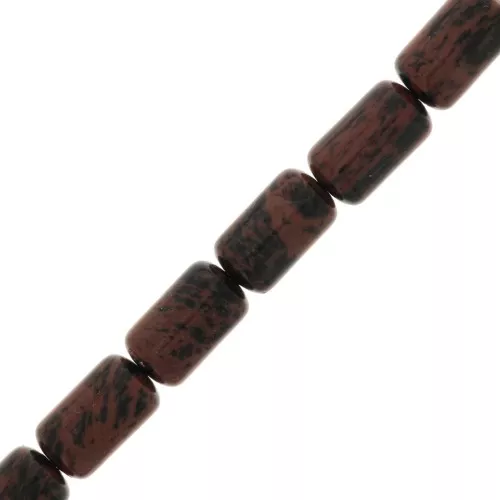 Cuentas tubos de piedra gema 10x6 mm Obsidienne acajou x8