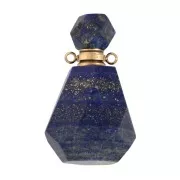 Frasco de perfume con colgante de piedra 36x20mm Lapis lazuli Acero inox dorado x1