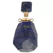 Frasco de perfume con colgante de piedra 36x20mm Lapis lazuli Acero inox dorado x1