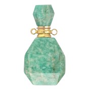 Colgante de piedra preciosa para frasco de perfume 39x20 mm Amazonita Acero inoxidable Dorado x1