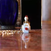 Frasco de perfume con colgante de piedra 38x20 mm - Howlite - Acero inox Dorado x1