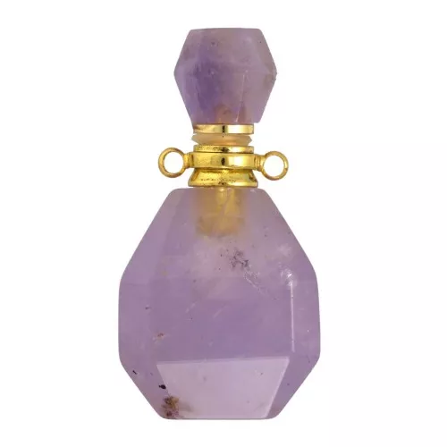 Frasco de perfume con colgante de piedra 38x20mm - Amethyste Acero inox Oro x1
