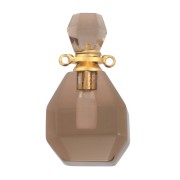 Frasco de perfume con colgante de piedra 37x20mm - Quartz fumé - Acero inox oro x1|raw }}
