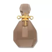 Frasco de perfume con colgante de piedra 37x20mm - Quartz fumé - Acero inox oro x1