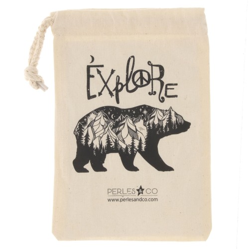 Bolsa pequeña de algodón by Perles&Co - Explore - 140x210 mm - Beige - Negro x1