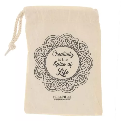 Bolsa pequeña de algodón by Perles&Co - Creativity - 140x210 mm - Beige - Negro x1