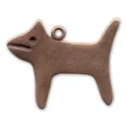 Colgante perro 29x35 mm cobre antiguo x1