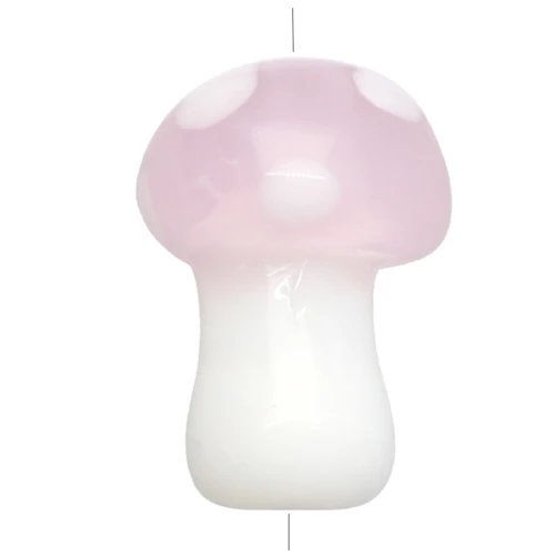 Cuenta de cristal seta 14X10 mm - Lunares - Rosa claro - Blanco x1