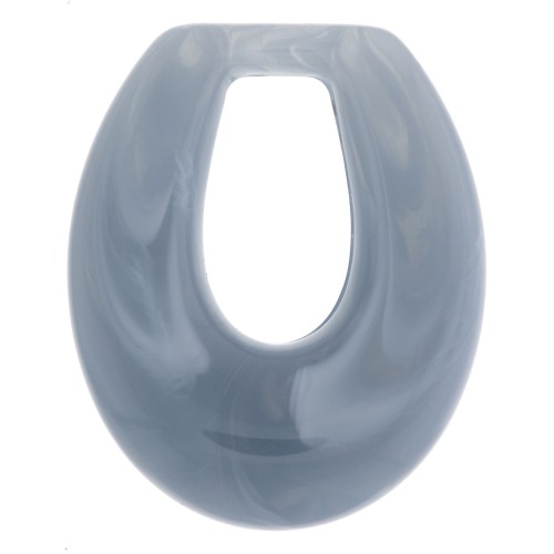 Colgante gota calada de resina 33x27 mm - Bleu gris marbré x1