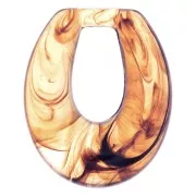 Colgante gota calada de resina 33x27 mm - Transparent marbré marron x1