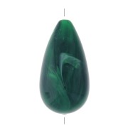 Perle poire en résine opaque 26x14 mm - Vert foncé marbré x1