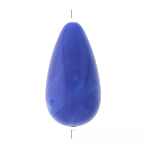 Perle poire en résine opaque 26x14 mm - Bleu royal marbré x1