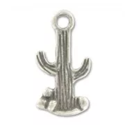 Dije cactus 18 mm plateado antiguo x1